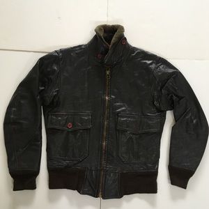 Vintage Brown Leather Bomber flight jacket